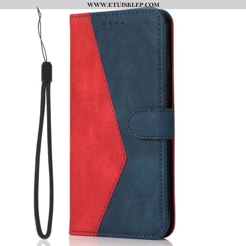 Etui Folio do iPhone 14 Dwukolorowa Skórzana Tekstura